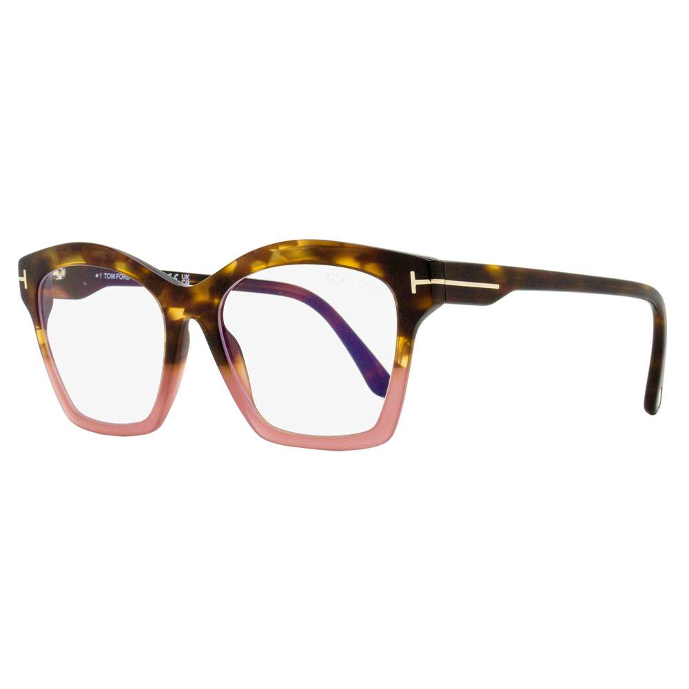 Tom Ford Square Blue Block Eyeglasses TF5965B 055 Havana/Pink 53mm FT5965